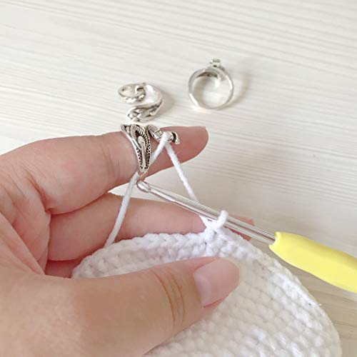 Adjustable Knitting Loop Crochet Ring,Advanced Phoenix Ring, Loop Knitting Accessories,Yarn Guide Finger Holder Knitting Thimble Knitting Loop Ring Crochet Ring (Advanced Phoenix)