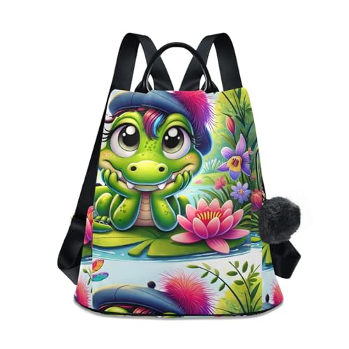 Sac à dos antivol alligator vert multi-poches pour des trajets sereins