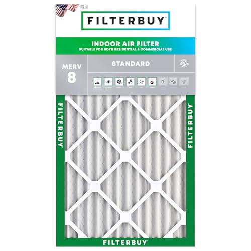 Filterbuy 20x36x2 Air Filter MERV 8 Essential Dust & Allergy Defense (1-Pack), Electrostatic Pleated HVAC AC Furnace Filters Replacement, Made in USA (Actual Size: 19.50 x 35.50 x 1.75)