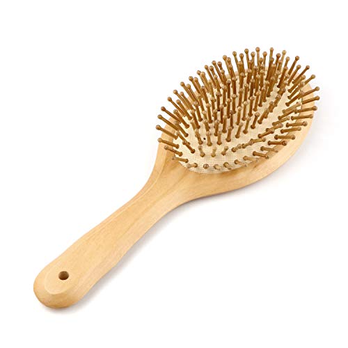 SENWOW Haarbürste aus Holz, mit Holzborsten, antistatisches Entwirren, gepolstert Cover