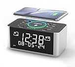 Wireless Charging Alarm Clock with DAB & FM Radio, 40 Preset Stations, Dual Alarms, Snooze, Dimmable LCD Display, Bluetooth, USB Charging and Earphone Jack, Bedside Alarm Radio iTOMA 206D
