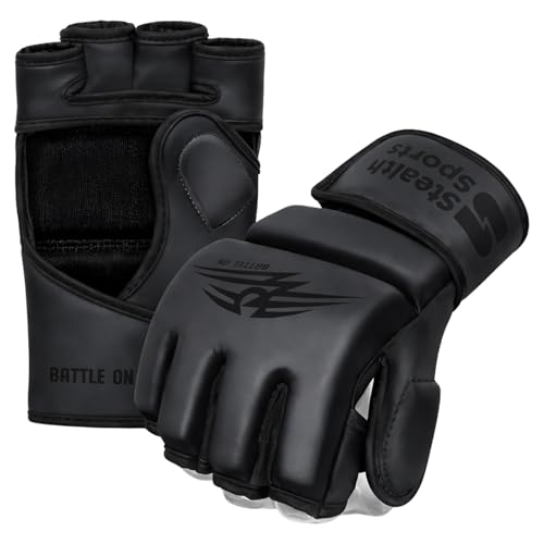 Guantes MMA de 12 mm en cuero PU con palma abierta para saco