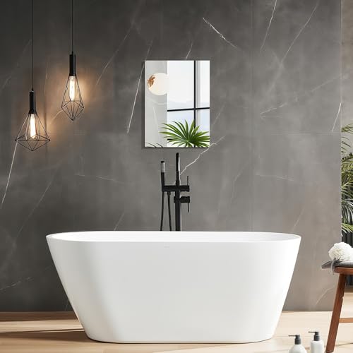 Sqinor Wandspiegel Selbstklebend 30x40cm HD Glas Rahmenlos Badspiegel, Modern Klein Rechteckig Badezimmerspiegel ohne Bohren, Bathroom Mirror Deko Wand Kleben Spiegel für Bad Gäste WC Badezimmer Flur