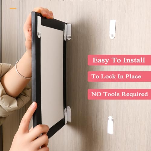 Image of 40-Pairs(80 Strips) Large Picture Hanging Strips Heavy Duty | 3.93 x 0.78 x 0.1inch Hang Pictures on Wall Without Nails | No Damage Picture Frame Hanging Strips Refill Adhesive Poster Strips, White