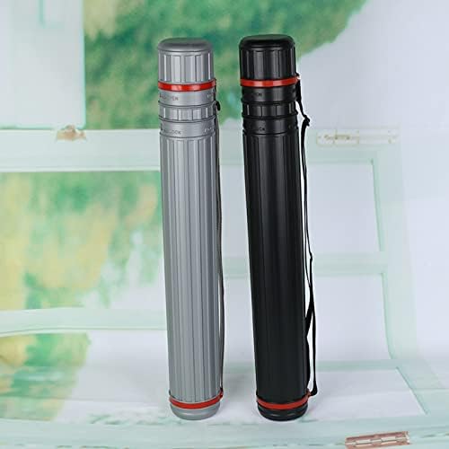 SM SunniMix Drawing Plastic Tube Blueprint Case Telescoping Art Tube Large Plastic Black Storage Tube Expands Plastic Poster Tube with Strap - Gray 64x108cm