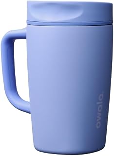 Owala SmoothSip Slider Stainless Steel Insulated Travel Mug with Handle, 100% Leak Proof, For Hot and Cold Drinks, Travel Friendly with Sliding Lock Lid, 12 oz, BPA Free, Leak Proof, Out of the Blue