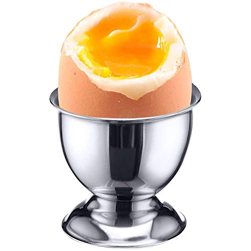 YANJINGHE 4 Stück Eierhalter Set, Eierhalter Geschirr, Eierbecher Aus Edelstahl, Eierbecher Halter, Eierbecher Eierhalter Edelstahl Soft Boiled Egg Cup Geschirr für Restaurant, Haus, Küche (Silber) – Bild 5