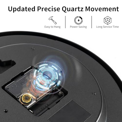 hippih 2 Pack Silent Wall Clock, 10 Inch Non Ticking Digital Quiet Sweep Decorative Clocks, Black