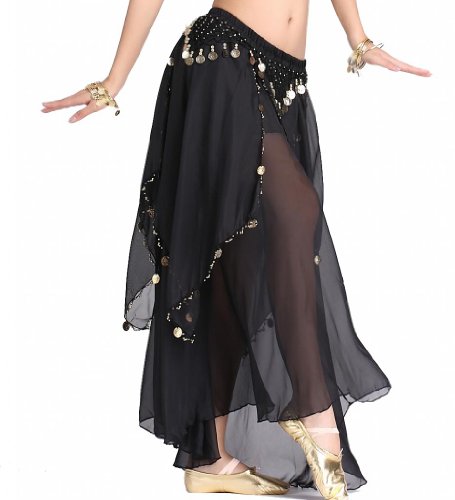 Women's Belly Dance Chiffon Skirt with Coins4