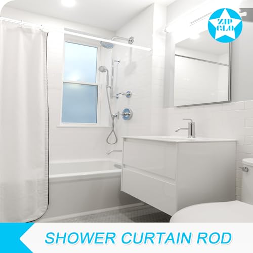 Image of Shower Curtain Rod White Tension Rod 45 to 77 Inch Spring Curtain Shower rod Non Slip 1pcs for Windows No Drilling Adjustable Tension Rods of Curtain Window Closet Kitchen