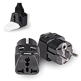 OREI 2 in 1 USA to Europe Adapter Plug (Schuko, Type E/F) - 2 Pack, Black