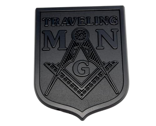 Image of Mason Traveling Man Black on Black Masonic Plastic car auto Emblem Decal Sticker ManBCBB