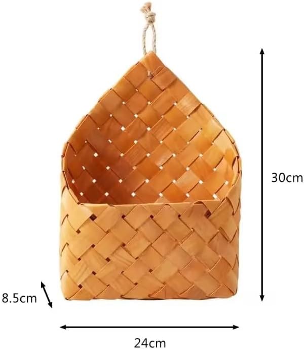 Wall Hanging Natural Wicker Flower Basket, Flower Pot Planter, Rattan Vase, Home Garden Wall Decoration, Storage Container image 2