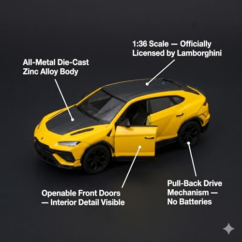Image of Wizplex Kinsmart Lamborghini Urus Pearl Capsule 1:36 Scale Officially Licensed Die-Cast Metal Car Model - Pull-Back Action Openable Doors Super SUV Collectible