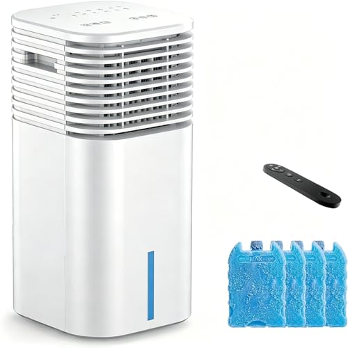24' Windowless Portable Air Conditioner, 3-IN-1 Portable AC Unit with Remote, 15H Timer & 120°Oscillation, 2-Gal Tank, 3 Modes & 3 Speeds, Ultra-Quiet Ventless Swamp Cooler for Home Office, Off White