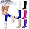 Sucrain 6 Pairs Ice Skating Socks Figure Skating Socks High Tight Knee Nylon Roller Skate Sock for Women Girl (Multi Color)