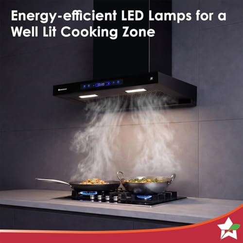 Image of Wonderchef Ultra Sleek 60cm Filterless Auto-clean Kitchen Chimney with Oil Collector, BLDC Motor, Suction 1800 m3 /hr, Motion Sensor + Touch Control, 15-Yr Warranty on Motor & 5-Yr Comprehensive, Black