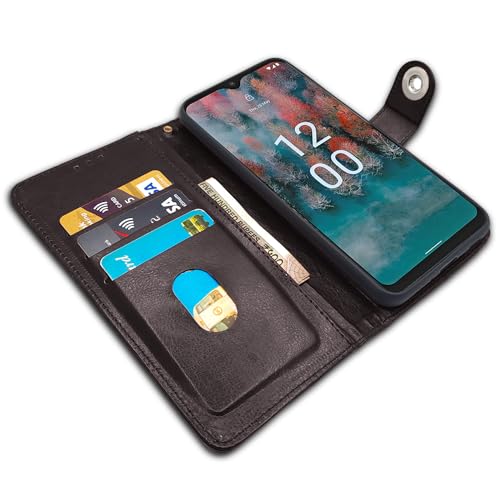 Image of Pikkme Nokia C12 / Nokia C12 Pro Flip Cover Leather Finish | Inside TPU with Card Pockets | Wallet Stand and Shock Proof | Complete Protection Button Flip Case (Coffee)
