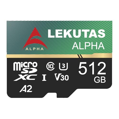 LEKUTAS 512GB Micro SD�J�[�h microSDXC UHS-I �t���b�V���������[�J�[�h TF�J�[�h �����ǂݎ�葬�x120MB/�b C10 U3 A2 V30 �t��HD 4K UHD�r�f�I�^��p