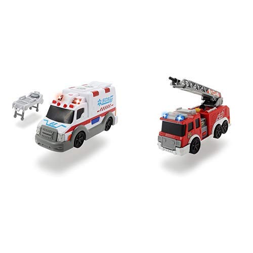 Dickie Toys 203302004 - Action Series Ambulance, Krankenwagen inklusive Batterien, 15 cm & Toys 203302002 - Action…