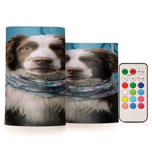 ALAZA Dog (83) Flickering Flameless Candles Battery Operated with Remote Timer,Tea Light Candles LED Pillar Votive Candles Set of 2 for Outdoor Indoor Decorations