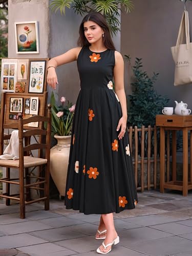 Image of ANNI Designer Dress for Women Stylish | One Piece Dress for Women Long | Indo-Western Ethnic Gown | Sleeveless|Stylish & Comfortable, Perfect for Every Occasion