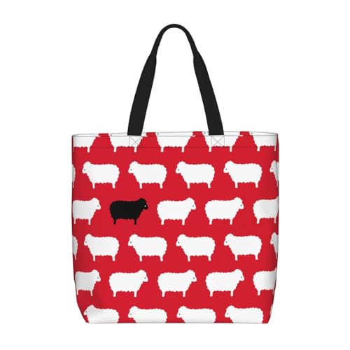 Bolso tote grande impermeable con cremallera y estampado de oveja negra, para hombro miniatura 1