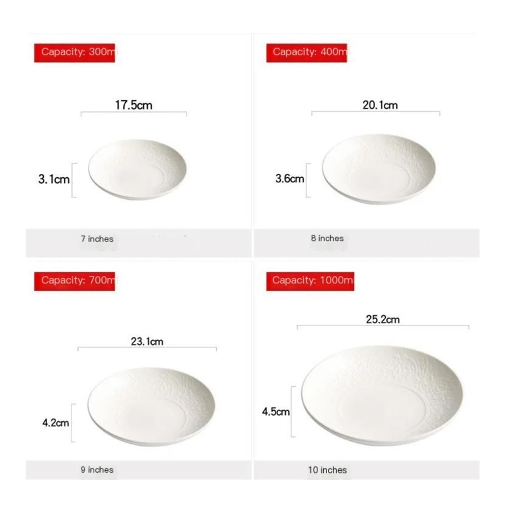 Ceramiczny talerz obiadowy głębokie naczynie domowy talerz na zupę ceramiczny biały zachodni talerz do serwowania, 23 cm jeden rozmiar