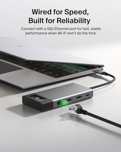 Image of Belkin USB C Hub, 8-in-1 Multi-Port Hub 100W - Dual Display Support for Windows & Chromebook + Mirrored Support for macOS w /Monitor Privacy, Ethernet, Resolutions up to 4K@60Hz - Travel Essentials