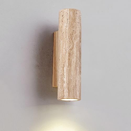 Lampe murale longue en marbre et bois pour couloir et chevet