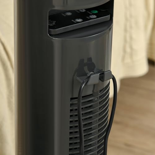 HOMCOM Ventilador de Torre, Ventilador de Pie Silencioso con Control Remoto, 3 Velocidades, 3 Modos, Temporizador 10H, Oscilación 70°, Pantalla LED, para Hogar y Oficina, Gris Oscuro - imagen 9