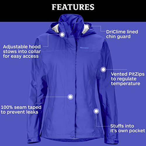 Marmot Jaqueta de chuva feminina PreCip leve, impermeável, pedra preciosa, GG
