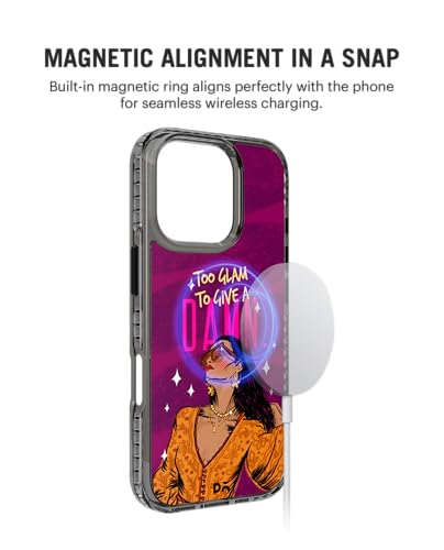 Image of DailyObjects Glam No Damn Stride 2.0 Magnetic Case Cover Compatible with iPhone 16 Pro Max | Wireless Charging Slim Back Cover | 2 Layer Edge Protection & Shockproof