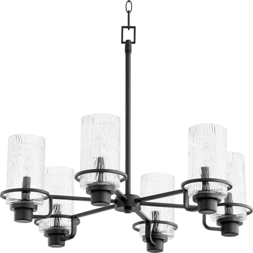 Quorum 627-6-69 Transitional Six Light Chandelier from Lazo Collection in Black Finish,
