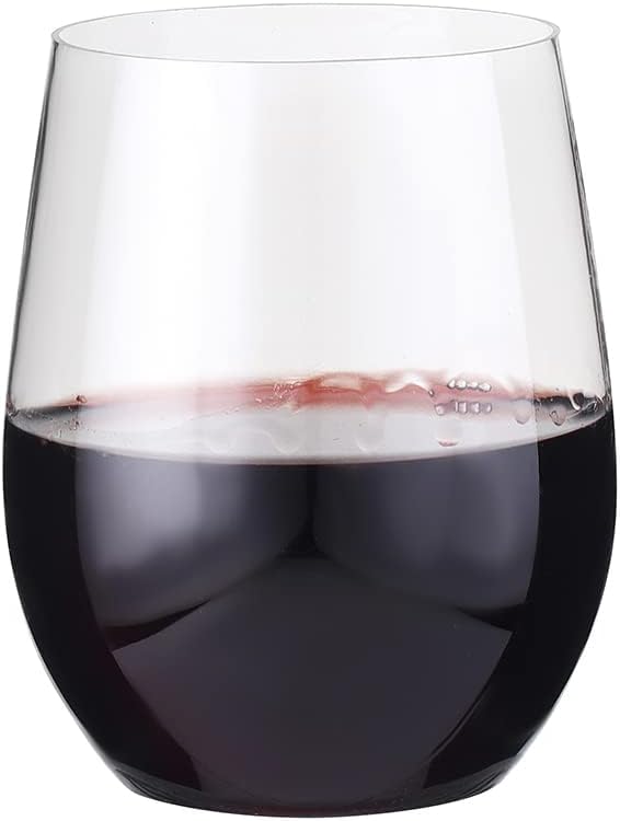 Reloger 32pcs 12oz Disposable Cups Plastic Champagne Flutes Recyclable Unbreakable Stemless Plastic Wine Glasses and BPA-Free