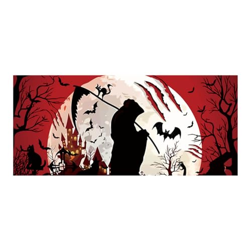 Halloween Garagen Banner XXL 240 x 180 cm – Decoración espeluznante con esqueletos y arañas para valla de jardín y fachada de casa – resistente a la intemperie PVC decoración para fiestas de exterior