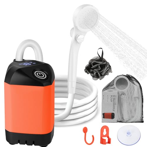B013 Portable Shower Pump for Camping – 7800mAh Long-Lasting & Quiet Outdoor Shower with LED Display, IPX8 Waterproof Outdoor Shower for Pet Bath, Car Wash & RV