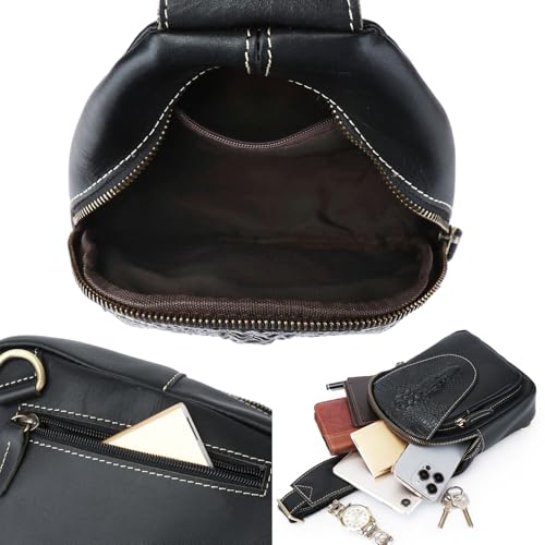 Genuine Leather Sling Bag for Men Women Backpack Chest Shoulder Satchel Crossbody Bags Casual Outdoor Daypack3