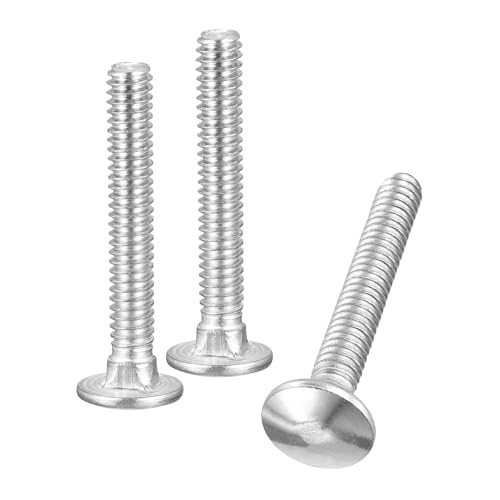 Image of uxcell 1 /4-20x2 Carriage Bolt, 10pcs Round Head Square Neck Screws, 304 Stainless Steel, Fully Threaded, Silver