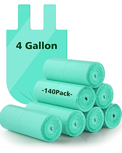 AYOTEE Biodegradable 4 Gallon Compostable Trash Bags, 140 Count, Unscented, 15-23 Liter Capacity, 4-6 Gallon Trash Bags, Suitable For Small Trash Cans, Liners