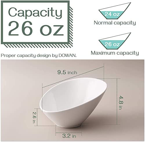 DOWAN Salad Bowl, 26 oz/770 ml Serving Bowls Ceramic Set of 2, Porcelain Soft White Slanted Bowls, Christmas Serving Bowls for Salad, Pasta, Soup, Prep - Microwave & Dishwasher Safe - Image 3