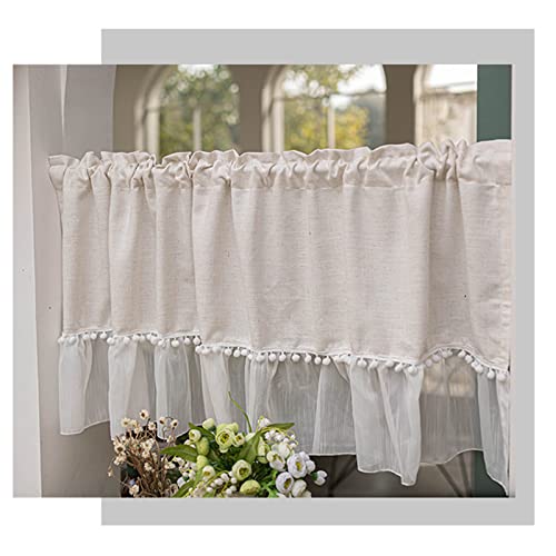 Cortina corta para ventana de lino paneles pequeños de algodón para dormitorio 6