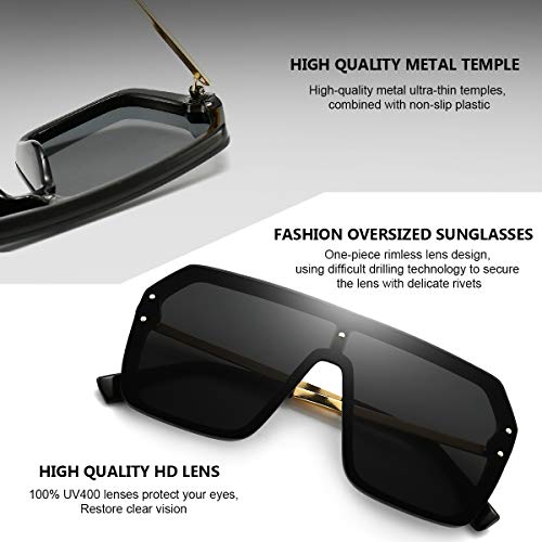BOJOD Oversized Sunglasses for Women Trendy One Piece Flat Top Rimless Sunglasses Siamese Big Large Shades3