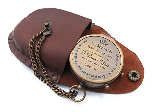 Brújula de Latón Portátil con Estuche de Cuero miniatura 1