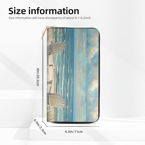 Beach Scene with Chairs Printed Long Wallet for Women Men Cute Coin Purse with Card Holder4