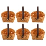 6 Piezas Mini Cesta de Dulces Artesanal de Madera con Asa
