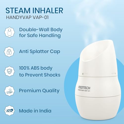Image of MEDTECH Steam Inhaler, Steam Vaporizer Machine, Facial Steamer, for Cold, Cough & Sinus, for Men, Women & Kids, White