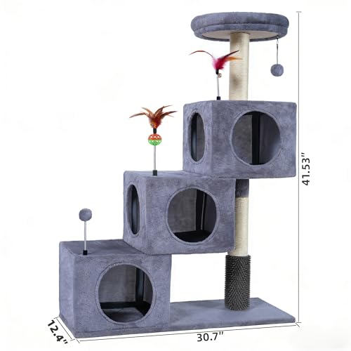 Torre para gatos interior con 3 casas y rascadores miniatura 2