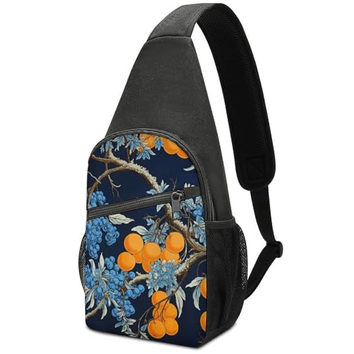 Bolso bandolera pequeño unisex azul con flores