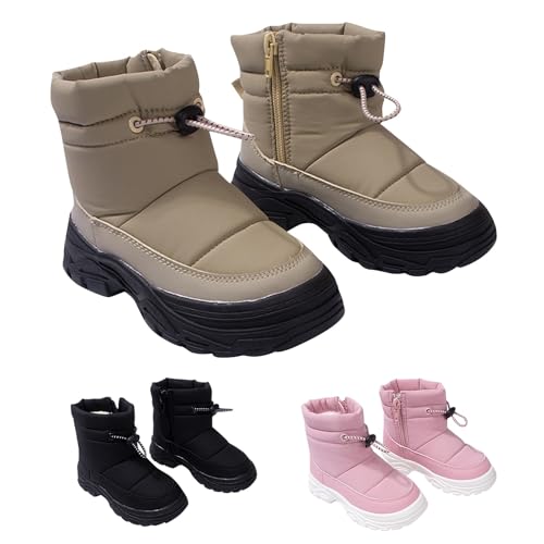 Generisch Botas de invierno para niños y niñas, impermeables, con forro cálido, botas de invierno, botas de caña corta de invierno, zapatos descalzos de invierno para niños, zapatos antideslizantes
